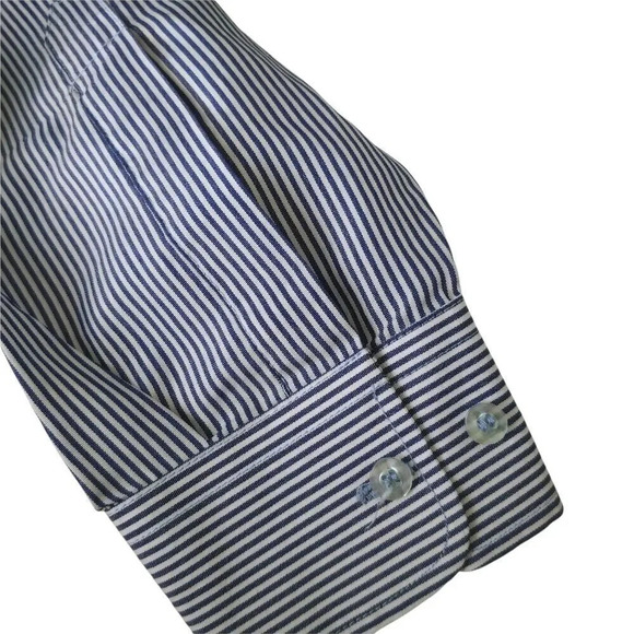 Nautica Button  Down Dress Shirt, White Blue Stripes Business, Office, Work - Picture 7 of 8
